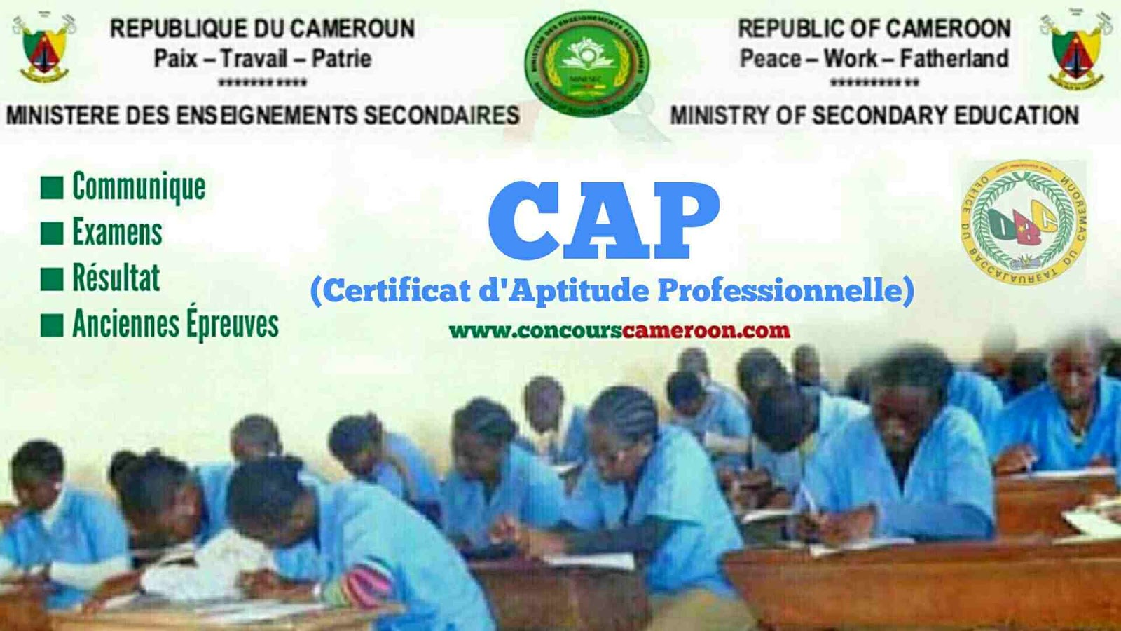 Anciènnes épreuves de Geographie de l’examen CAP – MINESEC Cameroun